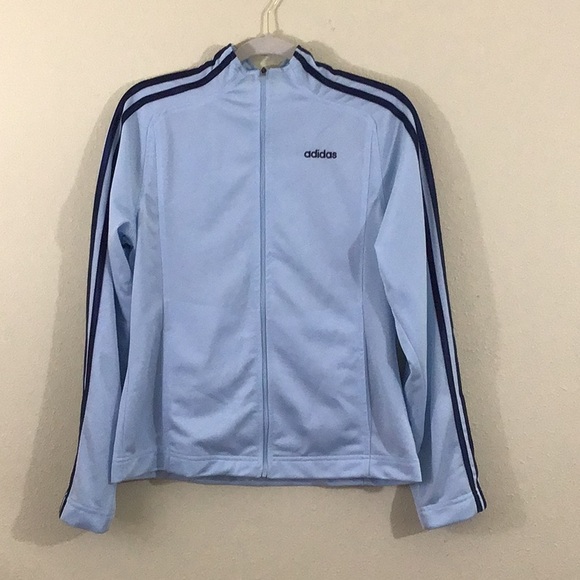 Adidas Light Blue Zipper Track Jacket Medium
